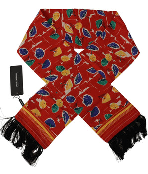 Dolce & Gabbana Multicolor DG Umbrellas Print Shawl Fringe Scarf