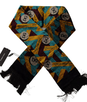 Dolce & Gabbana Multicolor DG Logo Print Shawl Wrap Fringe Scarf