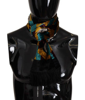 Dolce & Gabbana Multicolor DG Logo Print Shawl Wrap Fringe Scarf