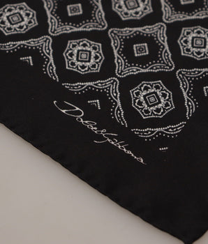 Dolce & Gabbana Black Geometric Patterned Square Handkerchief Scarf