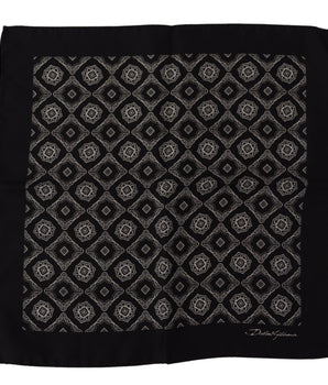 Dolce & Gabbana Black Geometric Patterned Square Handkerchief Scarf
