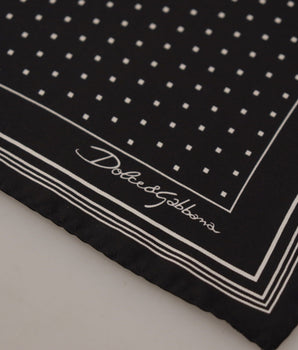 Dolce & Gabbana Black Polka Dots DG Logo Square Handkerchief