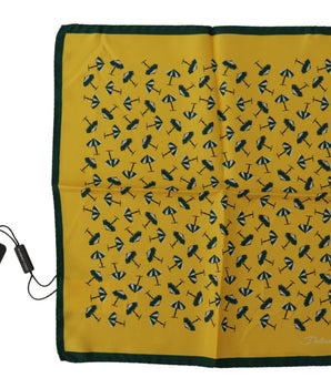 Dolce & Gabbana Yellow Printed DG Logo Square Mens Handkerchief Scarf