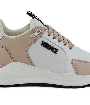 Versace Light Pink and White Calf Leather Sneakers