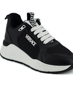 Versace Black and White Calf Leather Sneakers