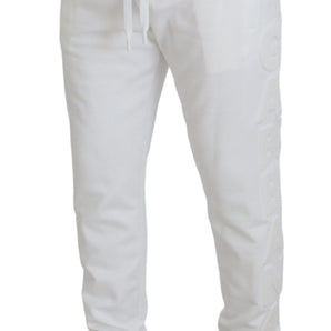 Dolce &amp; Gabbana Elegante pantalón deportivo de algodón blanco