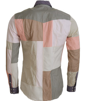 Dolce & Gabbana Multicolor Cotton Patchwork Slim Shirt