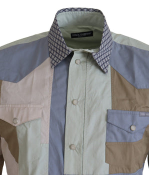 Dolce & Gabbana Multicolor Cotton Patchwork Slim Shirt
