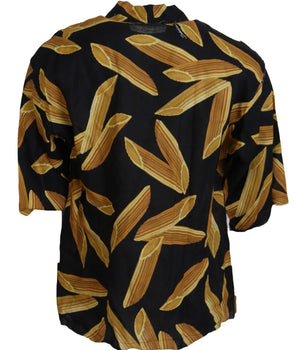 Dolce & Gabbana Black Casual Penne Rigate Linen Casual Shirt