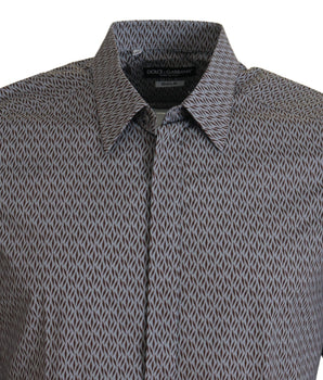 Dolce & Gabbana Gray Brown GOLD Slim Fit Dress Formal Shirt