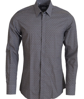 Dolce & Gabbana Gray Brown GOLD Slim Fit Dress Formal Shirt