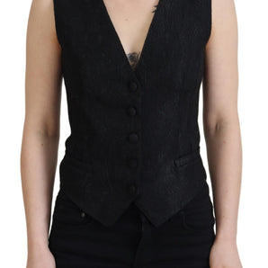 Dolce & Gabbana Elegant Black Silk Blend Waistcoat Vest