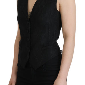 Dolce & Gabbana Elegant Black Silk Blend Waistcoat Vest