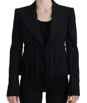 Dolce &amp; Gabbana Elegante blazer de lana elástica negro