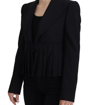 Dolce &amp; Gabbana Elegante blazer de lana elástica negro