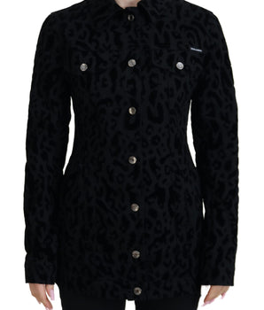 Dolce &amp; Gabbana Chaqueta vaquera elegante con estampado de leopardo