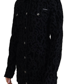 Dolce &amp; Gabbana Chaqueta vaquera elegante con estampado de leopardo