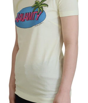 Dolce &amp; Gabbana Elegante camiseta de algodón amarilla con estampado elegante