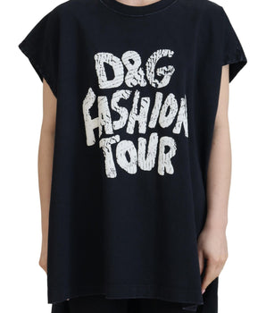 Dolce & Gabbana Black D&G Fashion Round Neck Cotton T-shirt