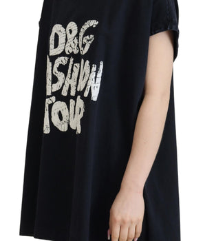 Dolce & Gabbana Black D&G Fashion Round Neck Cotton T-shirt