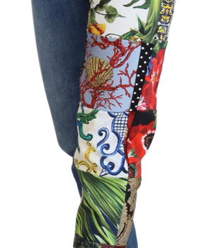 Dolce &amp; Gabbana Vaqueros de lujo en denim azul jacquard con patchwork