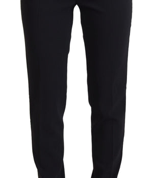 Dolce &amp; Gabbana Elegante pantalón negro de lana y seda