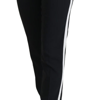 Dolce &amp; Gabbana Elegante pantalón negro de lana y seda
