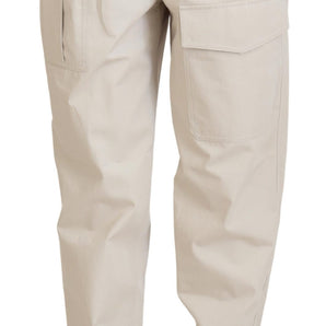 Dolce &amp; Gabbana Chic Beige Cotton Trousers for Elegant Comfort