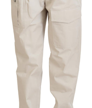 Dolce &amp; Gabbana Chic Pantalones de algodón beige para una comodidad elegante