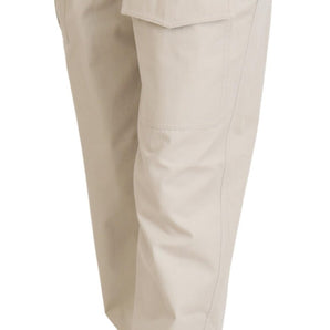 Dolce &amp; Gabbana Chic Beige Cotton Trousers for Elegant Comfort