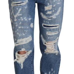 Dolce &amp; Gabbana Chic Tattered Denim Pants - Indigo Essence