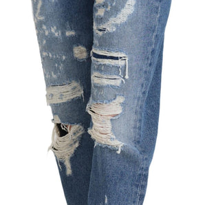 Dolce &amp; Gabbana Chic Tattered Denim Pants - Indigo Essence