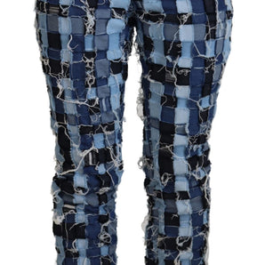 Dolce &amp; Gabbana Multicolor Patchwork High-Waist Skinny Jeans