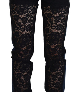 Dolce &amp; Gabbana Denim elegante con encaje floral en la parte delantera