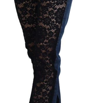 Dolce &amp; Gabbana Denim elegante con encaje floral en la parte delantera