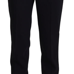 Dolce &amp; Gabbana Elegant Black Wool-Silk Blend Trousers