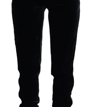Dolce & Gabbana Black DG Logo Velvet Trouser Pants