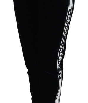 Dolce & Gabbana Black DG Logo Velvet Trouser Pants