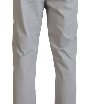 Jeckerson Gray Cotton Tapered Men Casual Pants