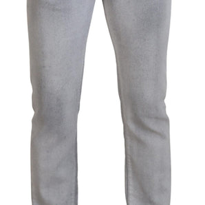 Dolce & Gabbana Elegant Gray Washed Cotton Blend Pants