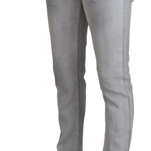 Dolce &amp; Gabbana Pantalones elegantes de mezcla de algodón lavado gris