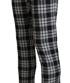 BENCIVENGA Black Checkered Cotton Men Casual Pants