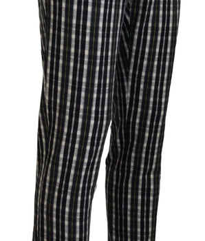 BENCIVENGA Black Checkered Cotton Casual Pants