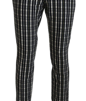 BENCIVENGA Black Checkered Cotton Casual Pants