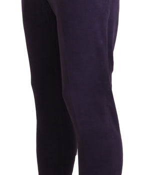 BENCIVENGA Purple Pure Cotton Tapered Mens Pants
