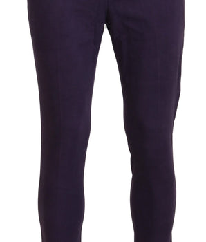 BENCIVENGA Purple Pure Cotton Tapered Mens Pants