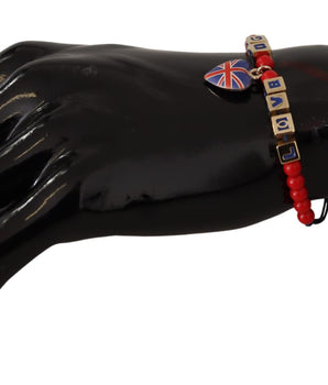 Dolce & Gabbana Red Blue Beaded DG LOVES LONDON Flag Branded Bracelet