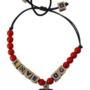 Dolce & Gabbana Elegant Blue, Red Glass & Zama Bracelet