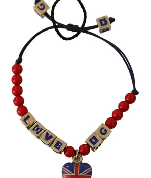Dolce & Gabbana Red Blue Beaded DG LOVES LONDON Flag Branded Bracelet