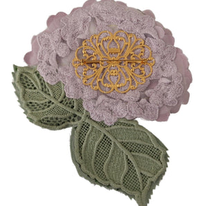 Dolce &amp; Gabbana Elegant Purple Floral Silk Blend Brooch